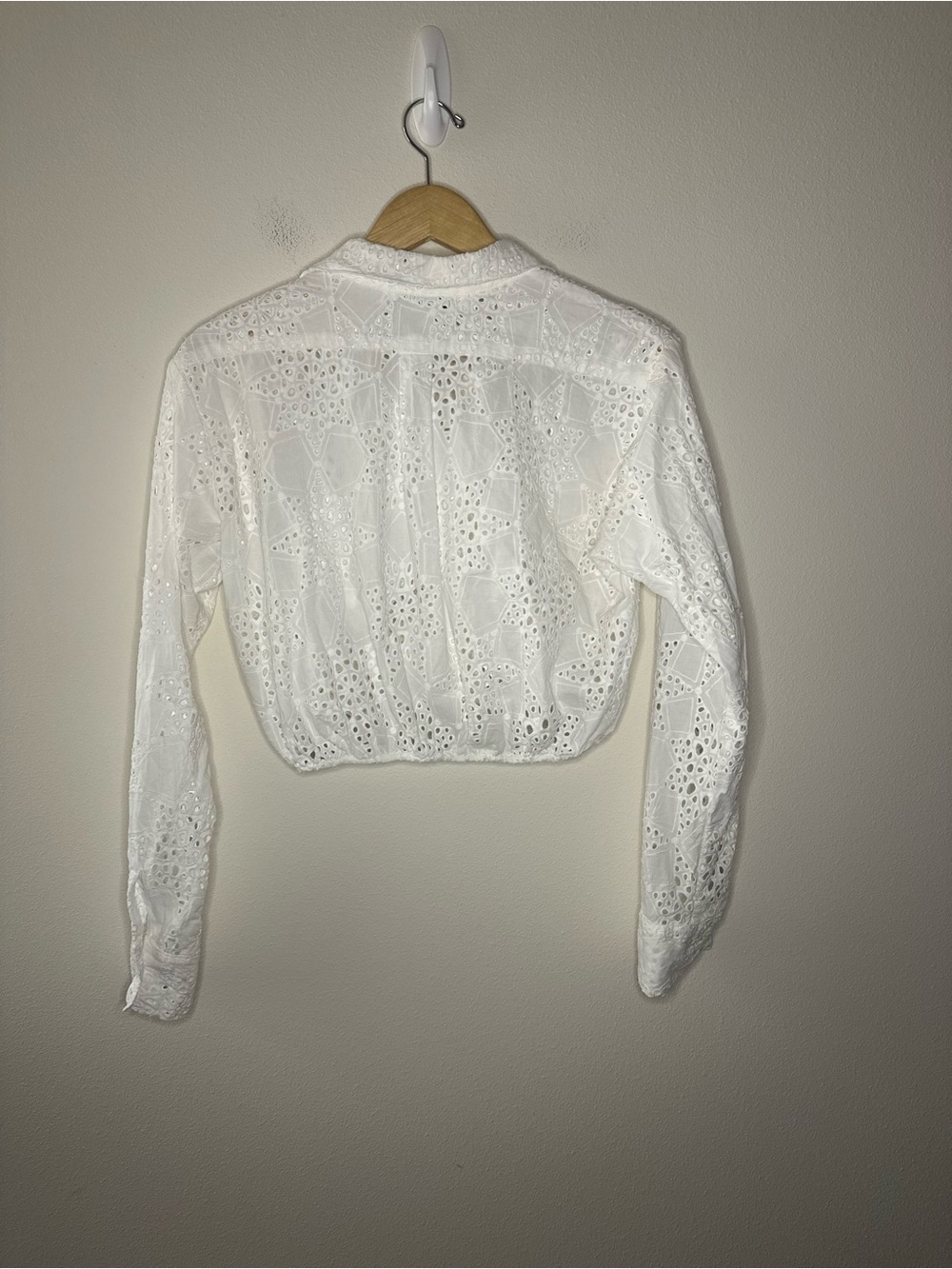 STILLWATER THE EYELET CROP FAVORITE SHIRT white lace cotton size S boho western - Picture 3 of 6